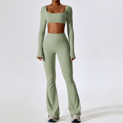 Long Sleeve Crop & Flare Legging Set