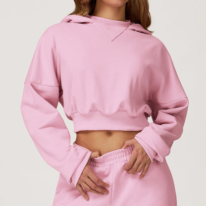 Cropped Hoodie with Relaxed Fit