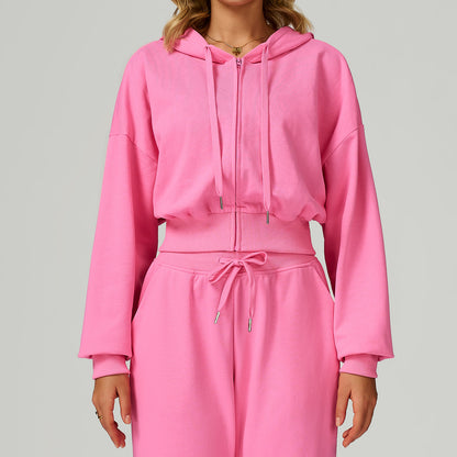 FlexEase Cropped Zip-Up Hoodie