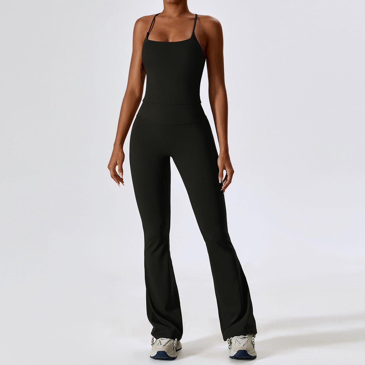 Strappy Flare Leg Active Jumpsuit
