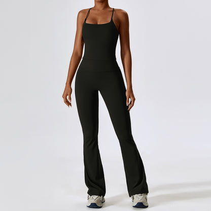 Strappy Flare Leg Active Jumpsuit