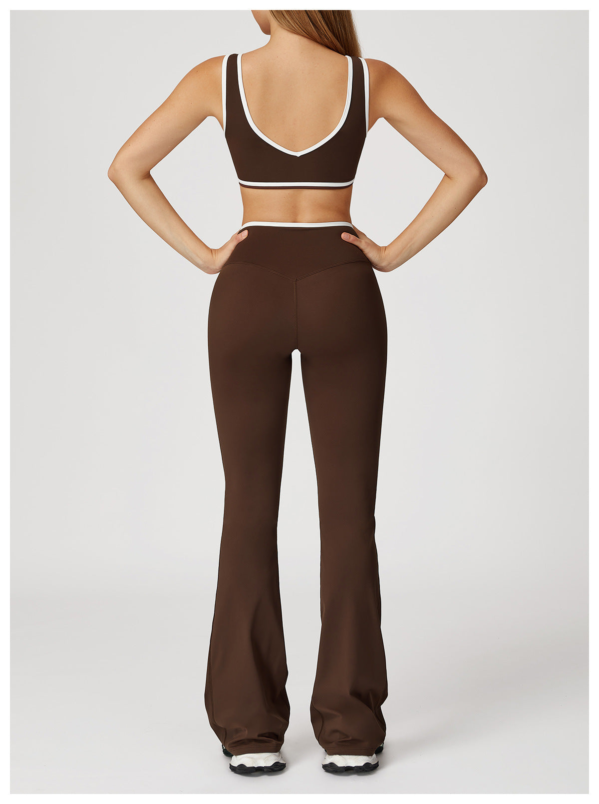 V-Neck Sports Bra & Crossover Flare Leggings Set