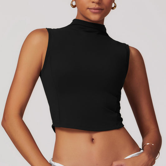 Elevate High-Neck Sleeveless Crop Top