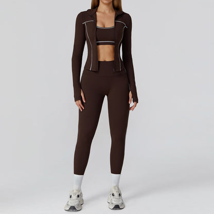 3-Piece Sports Bra, Jacket & Leggings Set