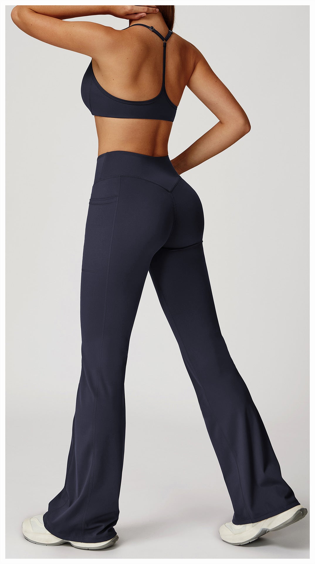 Strappy Sports Bra & Crossover Flare Leggings Set