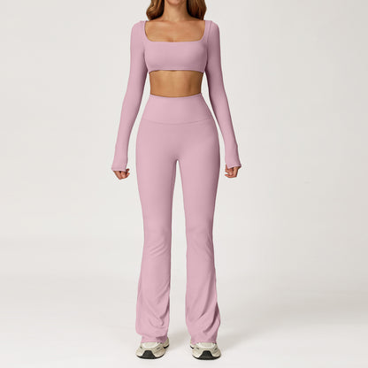 Long Sleeve Crop & Flare Legging Set