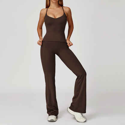 Strappy Tank & Crossover Flare Leggings Set