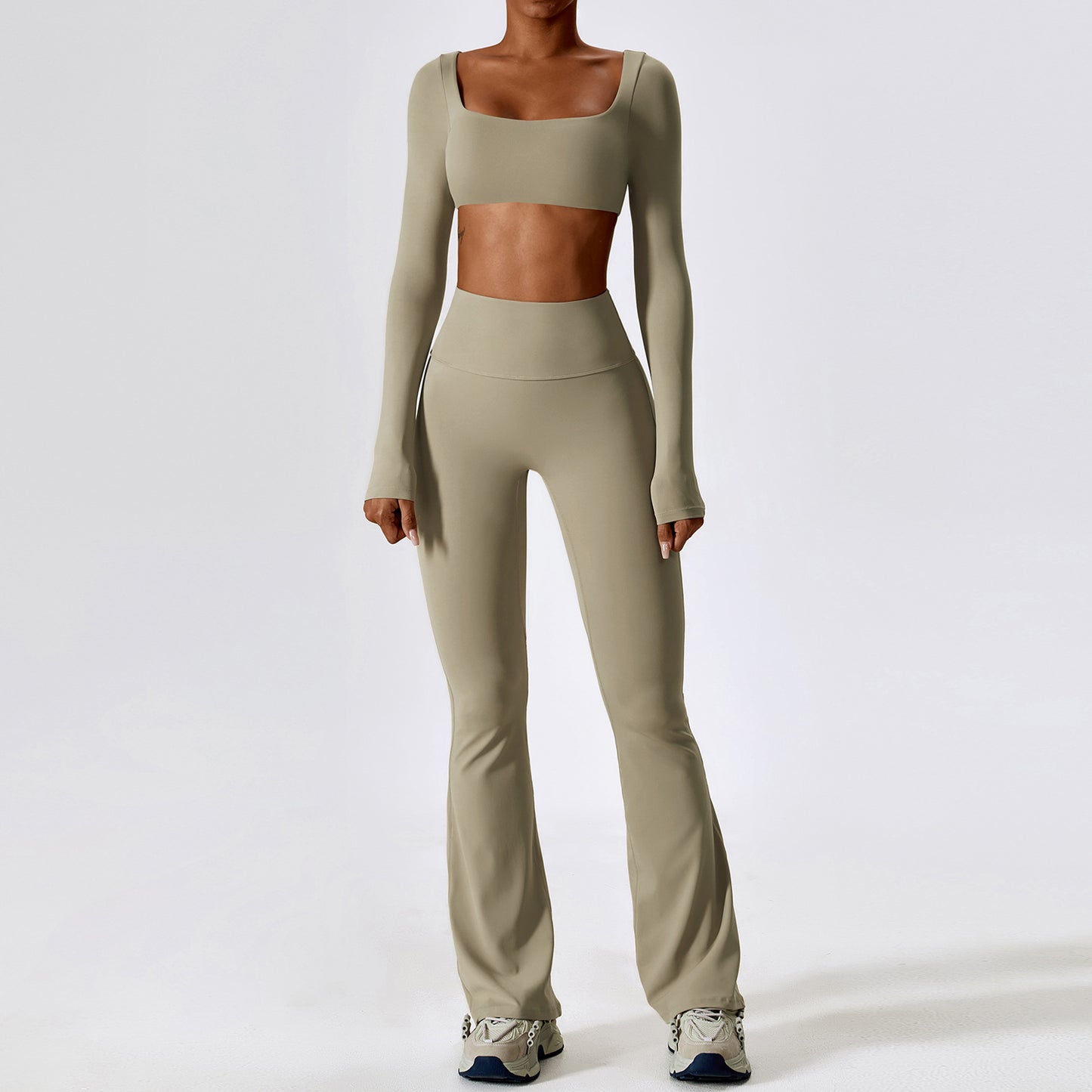 Long Sleeve Crop & Flare Legging Set