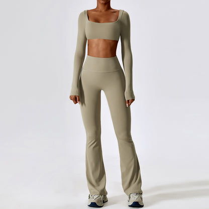 Long Sleeve Crop & Flare Legging Set