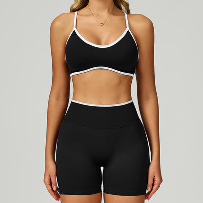 Strappy Sports Bra & High-Waist Biker Short Set