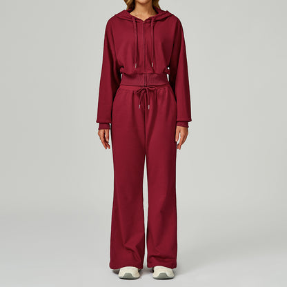 CozyFlex Cropped Hoodie & Wide-Leg Lounge Set