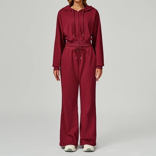 CozyFlex Cropped Hoodie & Wide-Leg Lounge Set