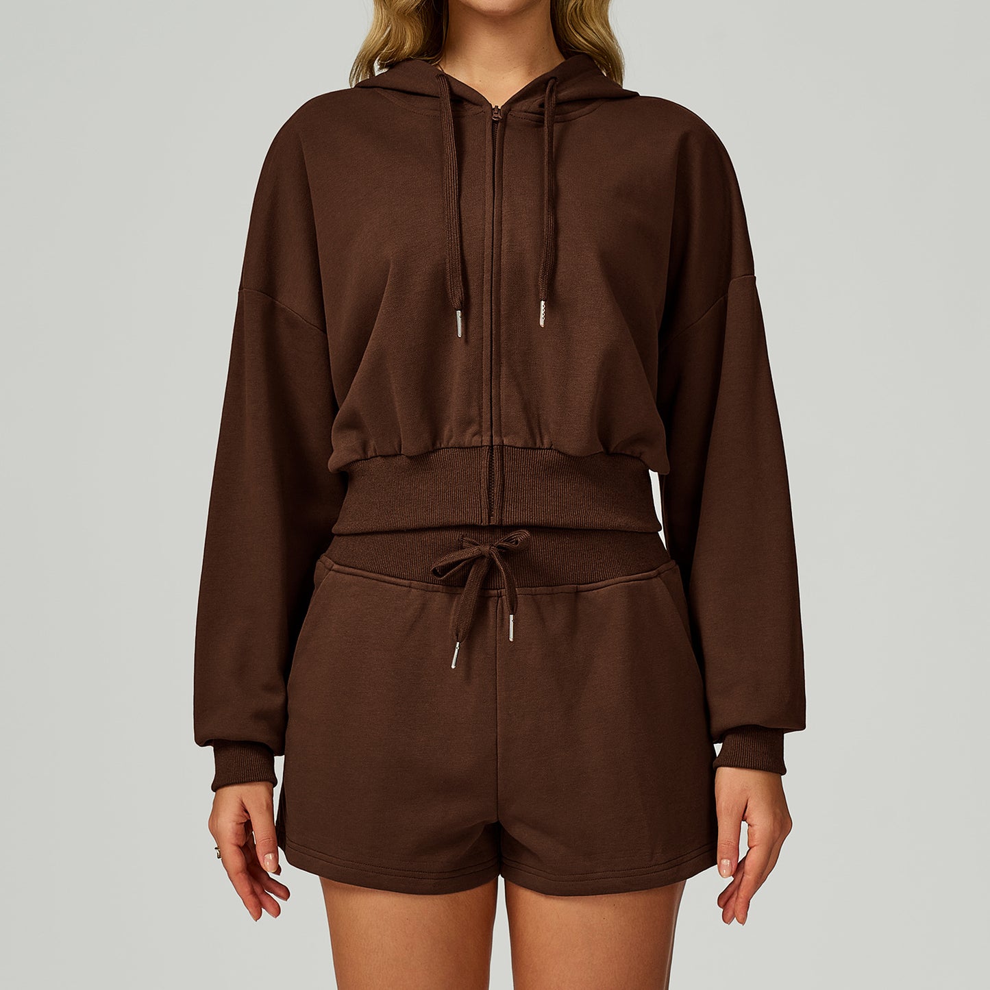 FlexEase Cropped Zip-Up Hoodie
