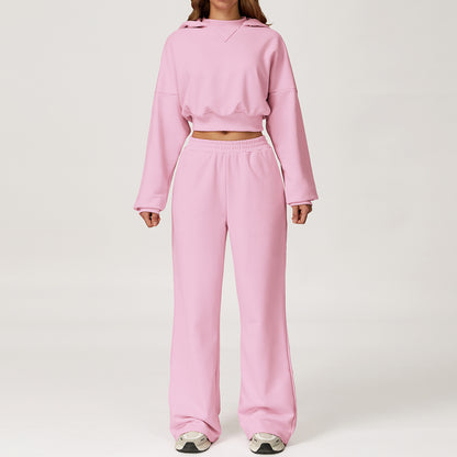 Relaxed Fit Hoodie & Wide-Leg Sweatpant Set
