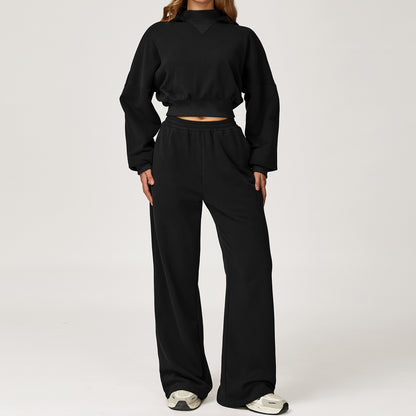 Relaxed Fit Hoodie & Wide-Leg Sweatpant Set