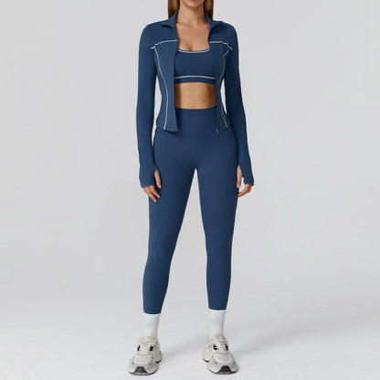 3-Piece Sports Bra, Jacket & Leggings Set