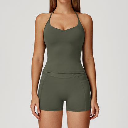 Strappy Tank & Crossover Shorts Set