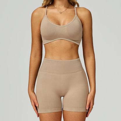 Strappy Sports Bra & High-Waist Biker Short Set