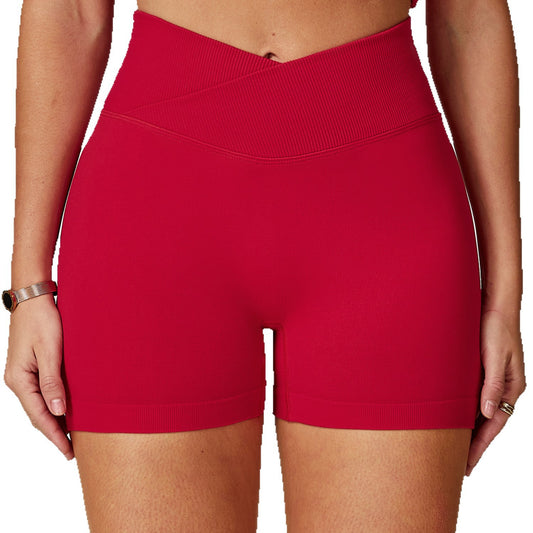 Crossover Waist Seamless Yoga Shorts