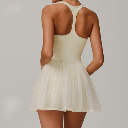 Tulle Layered Active Dress with Built-In Shorts