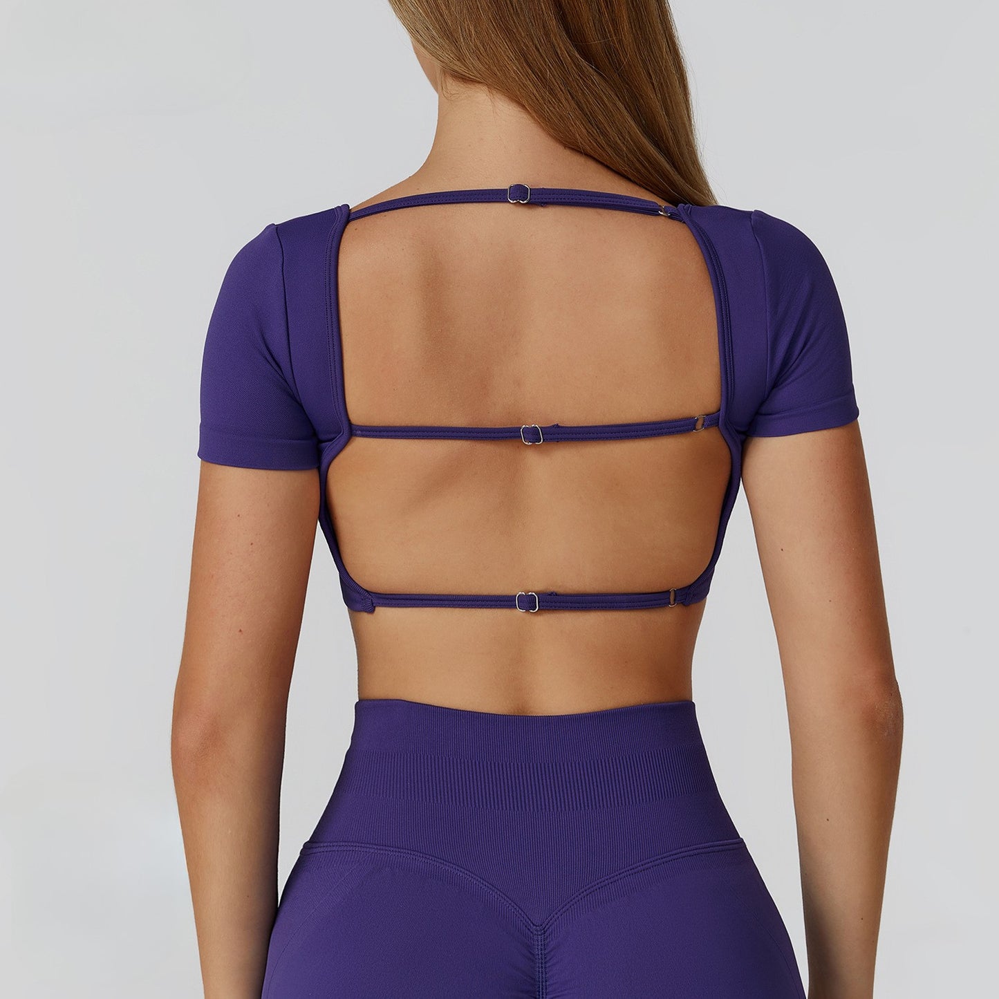 Square-Neck Short Sleeve Active Crop