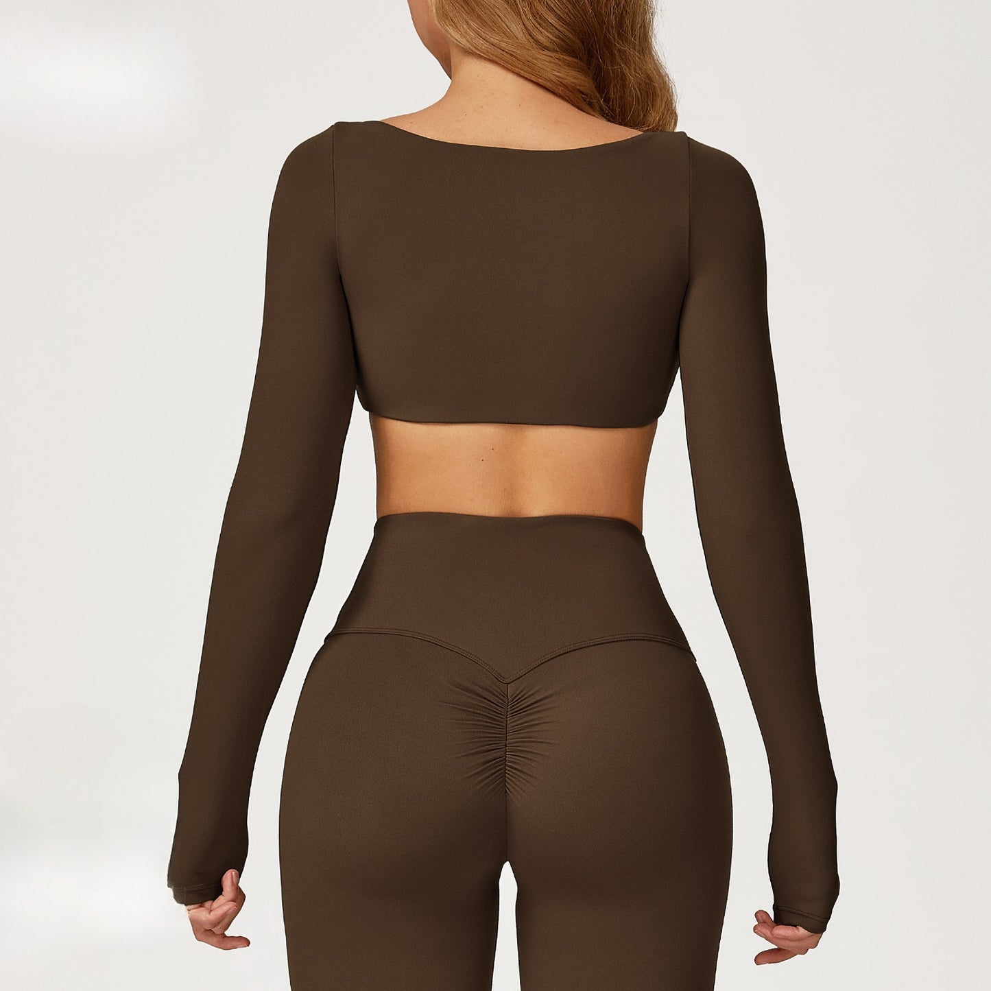 Square Neck Long Sleeve Crop Top