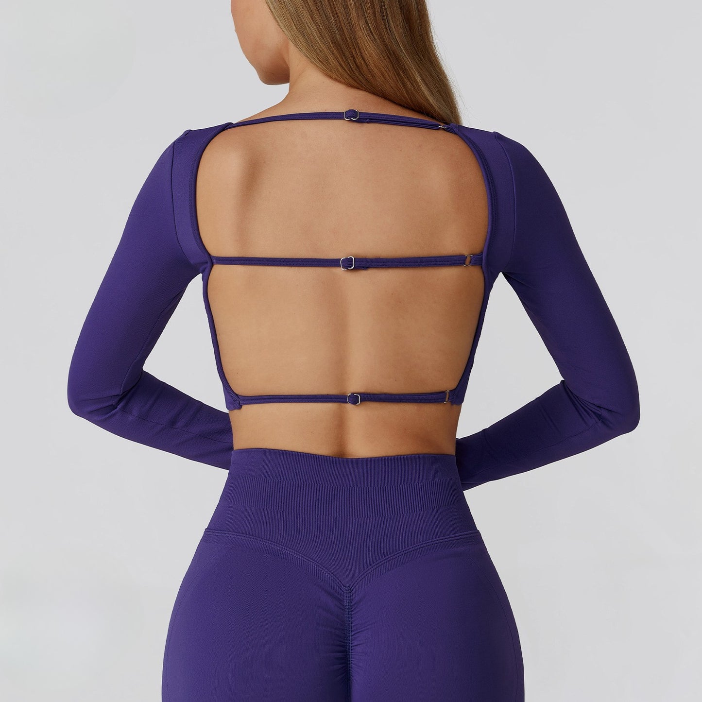 Square-Neck Long Sleeve Crop & Shorts Set