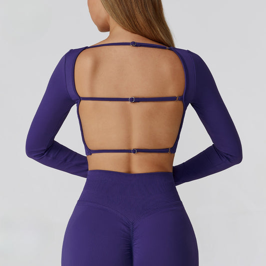 Square-Neck Long Sleeve Crop & Shorts Set