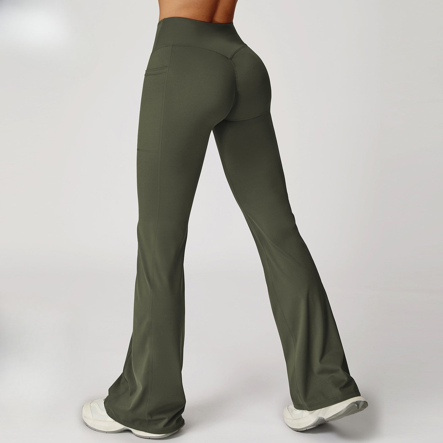 Cross-Waist Flare Pants with Pockets