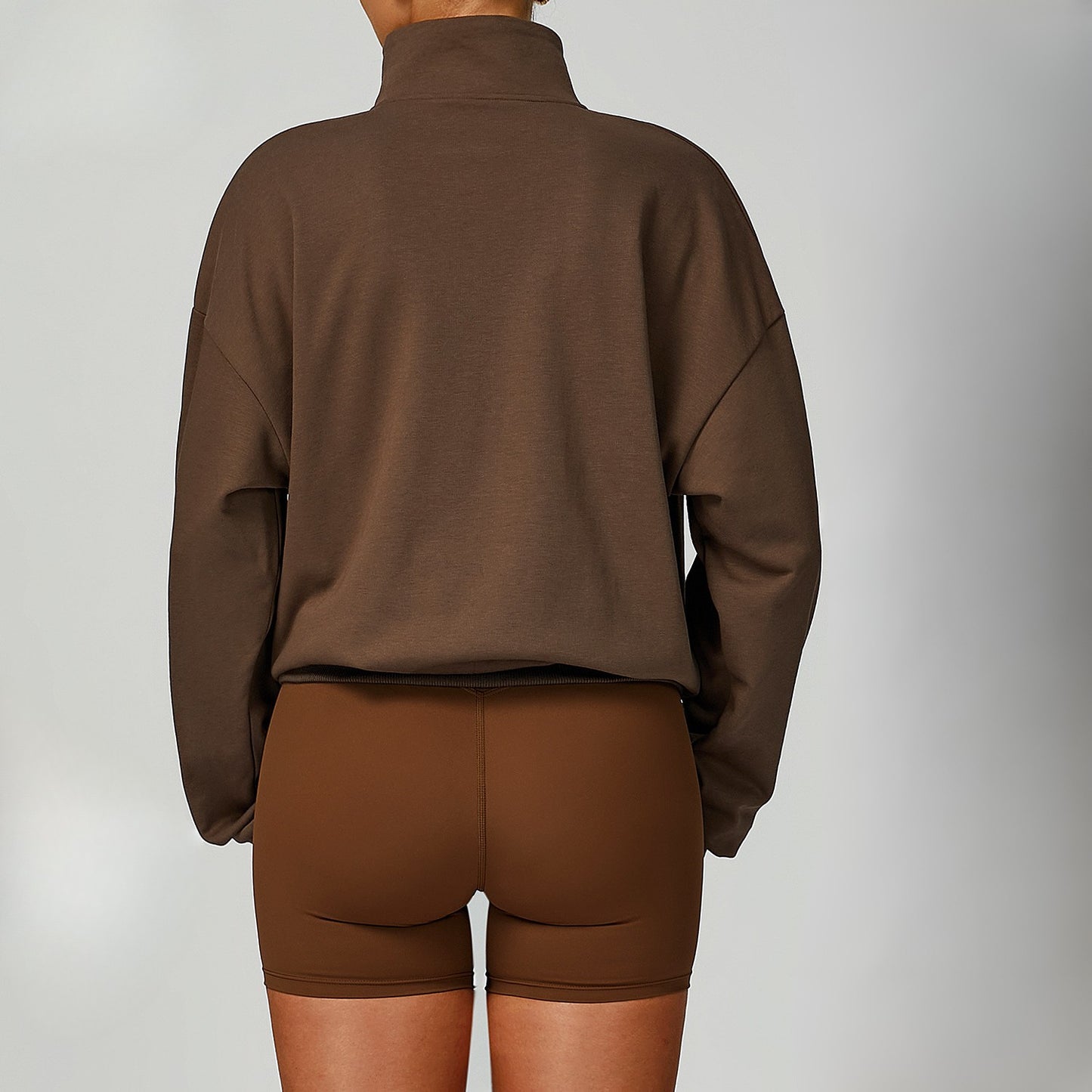 High-Neck Zip Workout Pullover