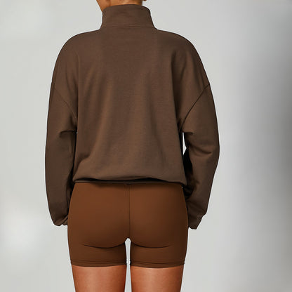 High-Neck Zip Workout Pullover